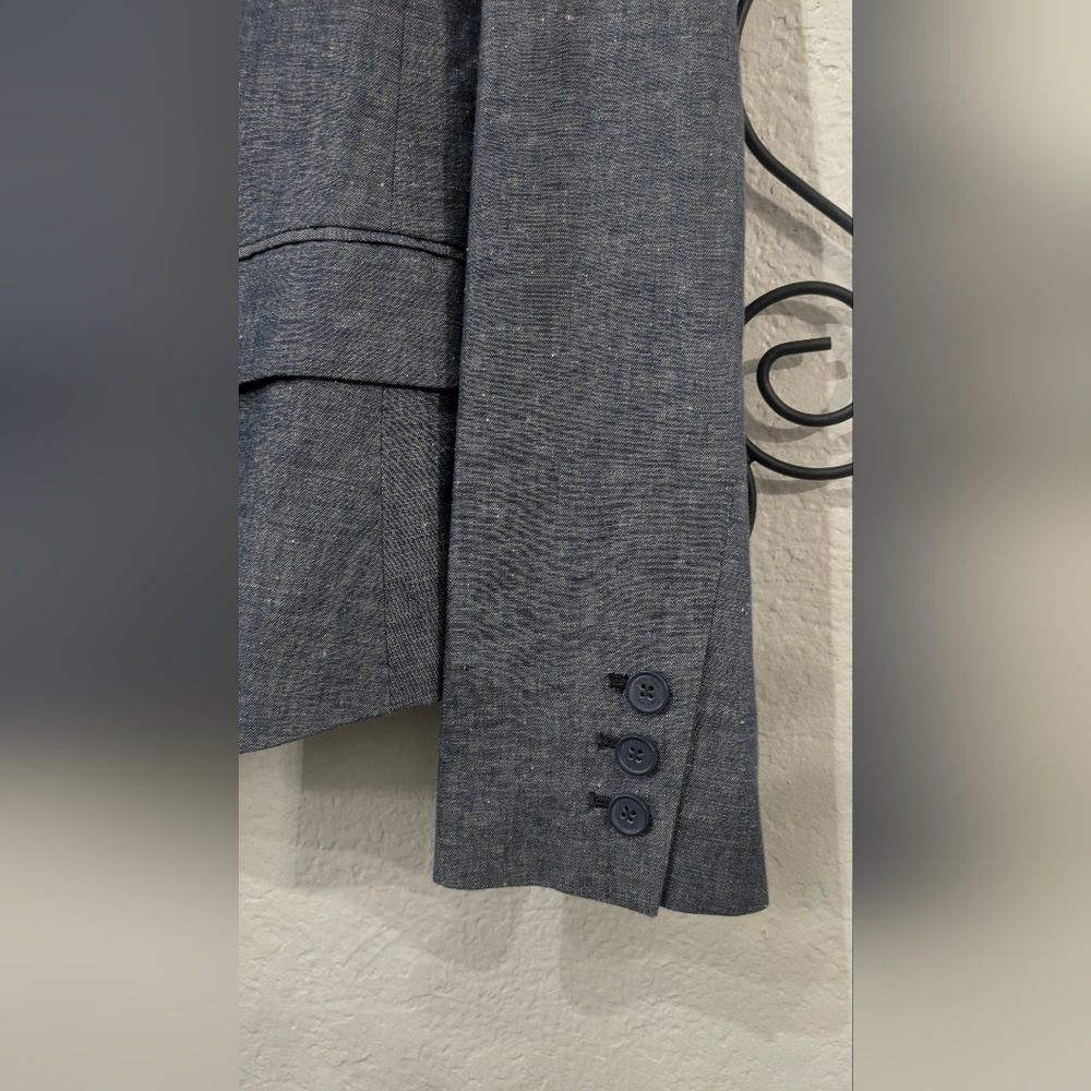 Calvin Klein Cotton Linen One Button Closure Fully Lined Women's Blazer Size 12P - Picture 5 of 9